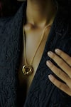 Buy_Esme By Aashna Dalmia_Gold Plated Pendant Necklace _at_Aza_Fashions