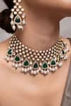 Buy_Joules By Radhika_Green Gemstones, Pearls Designer Taniera Choker Set _at_Aza_Fashions