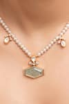 Shop_Joules By Radhika_Green Gemstones, Pearls Chahana Necklace Set _at_Aza_Fashions