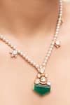 Shop_Joules By Radhika_Green Crystals Designer Rishka Necklace Set _at_Aza_Fashions