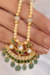 Shop_Joules By Radhika_Green Arvya Gold Finish Necklace _at_Aza_Fashions