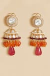 Shop_Joules By Radhika_Multi Color Stones, Beads Coloured Polki Jhumka _at_Aza_Fashions