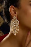 Shop_Joules By Radhika_Gold Plated Pearls, Stones Opulent Chaandbali Earrings _at_Aza_Fashions