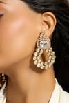 Shop_Joules By Radhika_Gold Plated Stones, Diamonds Polki Sphere Elegance Earrings _at_Aza_Fashions