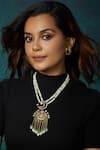Buy_Joules By Radhika_White Pearls, Stones Gold Finish Necklace Set _at_Aza_Fashions