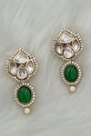 Shop_Joules By Radhika_Green Crystals Golden Glow Earrings _at_Aza_Fashions