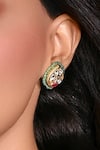Buy_Joules By Radhika_Gold Plated Stones, Mirrors Lotus Blossom Earrings _at_Aza_Fashions