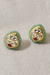 Shop_Joules By Radhika_Gold Plated Stones, Mirrors Lotus Blossom Earrings _at_Aza_Fashions