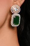 Buy_Joules By Radhika_Green Rhinestones Kundan Radiant Rain Earrings _at_Aza_Fashions