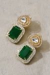 Shop_Joules By Radhika_Green Rhinestones Kundan Radiant Rain Earrings _at_Aza_Fashions