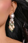 Buy_Joules By Radhika_Gold Plated Gemstones, Pearls Lustrous Lotus Earrings _at_Aza_Fashions