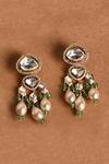 Shop_Joules By Radhika_Gold Plated Gemstones, Pearls Lustrous Lotus Earrings _at_Aza_Fashions