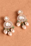 Shop_Joules By Radhika_Gold Plated Crystals, Pearls Radiant Riviera Earrings _at_Aza_Fashions