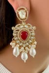 Shop_PRERTO_Red Pearls, Stones Ruby Drops Kundan Necklace Set _at_Aza_Fashions