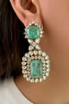 Shop_Prerto_Emerald Green Gemstones Kundan Polki Necklace Set _at_Aza_Fashions