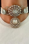 Buy_Prerto_White Stones Kodki Marble Kundan Necklace Set _at_Aza_Fashions