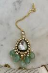 Prerto_Emerald Green Crystals, Stones Drops Kundan Polki Necklace Set _Online_at_Aza_Fashions