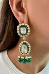 Shop_Prerto_Emerald Green Crystals, Beads Kundan Polki Necklace Set _at_Aza_Fashions