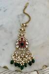 Prerto_Emerald Green Gemstones, Pearls Kashi Golden Kundan Drops Necklace Set _Online_at_Aza_Fashions