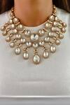 Buy_Prerto_White Stones Seesha Kundan Floret Polki Necklace Set _at_Aza_Fashions