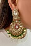 Shop_Prerto_Emerald Green Pearls, Stones Kundan Polki Necklace Set _at_Aza_Fashions