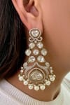 Shop_Prerto_White Pearls, Diamonds Victorian Poppy Polki Kundan Drops Set _at_Aza_Fashions