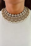 Buy_Prerto_White Pearls, Diamonds Victorian Poppy Polki Kundan Drops Set _at_Aza_Fashions