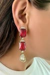 Shop_Prerto_Red Diamonds Ruby Polki Drop Necklace Set _at_Aza_Fashions