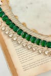 Prerto_Emerald Green Diamonds Polki Drop Necklace Set _Online_at_Aza_Fashions