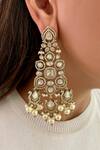 Shop_Prerto_Gold Plated Pearls, Stones Floral Victorian Finish Kundan Necklace Set _at_Aza_Fashions
