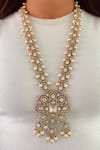 Buy_Prerto_Gold Plated Pearls, Stones Floral Victorian Finish Kundan Necklace Set _at_Aza_Fashions
