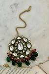 Prerto_Emerald Green Crystals, Pearls Vine Drops Kundan Necklace Set _Online_at_Aza_Fashions