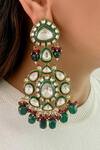 Shop_Prerto_Emerald Green Crystals, Pearls Vine Drops Kundan Necklace Set _at_Aza_Fashions