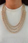 Buy_Prerto_Gold Plated Diamonds, Crystals Bow Necklace Set _at_Aza_Fashions