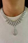 Buy_Prerto_White Ice Tear Ovalet Diamond Necklace Set _at_Aza_Fashions