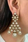 Shop_Prerto_White Stones Azmi Kundan Polki Necklace Set _at_Aza_Fashions