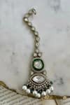 Prerto_Emerald Green Pearls, Diamonds Polki Kundan Necklace Set _Online_at_Aza_Fashions