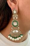 Shop_Prerto_Emerald Green Pearls, Diamonds Polki Kundan Necklace Set _at_Aza_Fashions