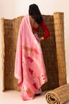 Shop_Naina Jain_Pink Silk, Cotton Gota Patti Patchwork Bandhani Palla Saree _at_Aza_Fashions