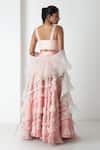 Shop_Chhaya Mehrotra_Pink Silk Organza, Chanderi Ruffles, Embroidery Carnation Designer Lehenga Set _at_Aza_Fashions
