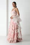 Chhaya Mehrotra_Pink Silk Organza, Chanderi Ruffles, Embroidery Carnation Designer Lehenga Set _at_Aza_Fashions
