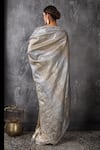 Shop_Anita Kanwal_Silver Silk, Tissue Sequins, Embroidery Designer Banarasi Saree Set _at_Aza_Fashions