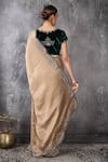 Shop_Anita Kanwal_Gold Velvet, Crepe, Tissue Beads, Sequins, And Green Designer Saree & Blouse Set _at_Aza_Fashions