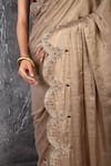 Buy_Anita Kanwal_Gold Velvet, Crepe, Tissue Beads, Sequins, Designer Saree With Blouse _Online_at_Aza_Fashions