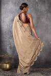 Shop_Anita Kanwal_Gold Velvet, Crepe, Tissue Beads, Sequins, Designer Saree With Blouse _at_Aza_Fashions
