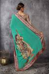 Shop_Anita Kanwal_Green Handloom Jute Saree With Unstitched Blouse Piece Set _at_Aza_Fashions