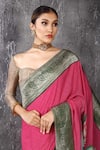 Anita Kanwal_Pink Embroidery Handloom Jute Saree With Unstitched Blouse Piece _Online_at_Aza_Fashions