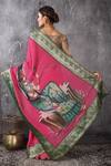 Shop_Anita Kanwal_Pink Embroidery Handloom Jute Saree With Unstitched Blouse Piece _at_Aza_Fashions