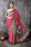 Buy_Anita Kanwal_Pink Embroidery Handloom Jute Saree With Unstitched Blouse Piece _at_Aza_Fashions
