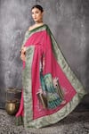 Buy_Anita Kanwal_Pink Embroidery Handloom Jute Saree With Unstitched Blouse Piece _Online_at_Aza_Fashions
